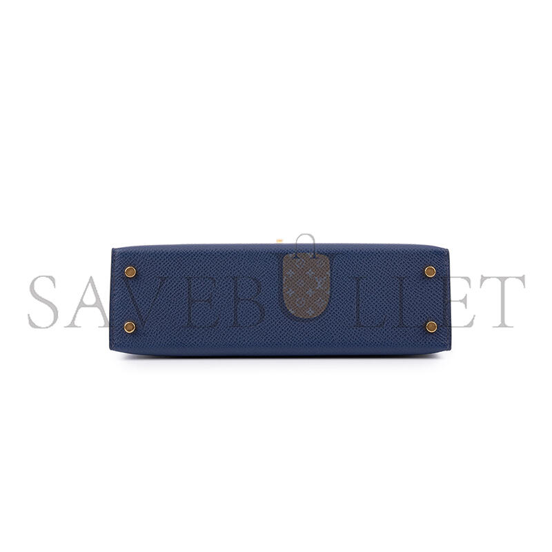 HERMÈS MASTER KELLY MINI II BLUE SAPPHIRE EPSOM (19*12*5.5cm)
